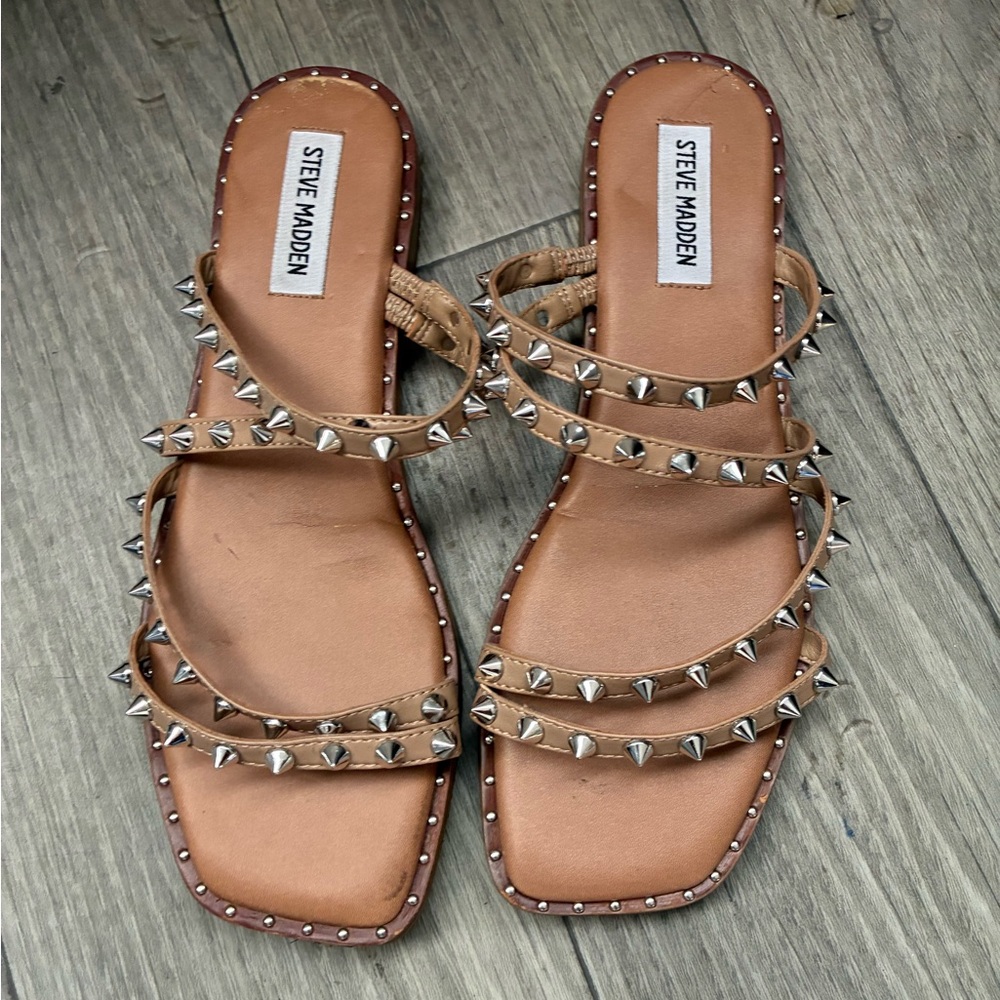 Steve Madden Tan Studded Sandals